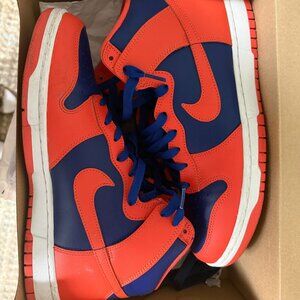 Nike Dunk Hi Retro - Orange - Deep Royal Blue Size 10.5